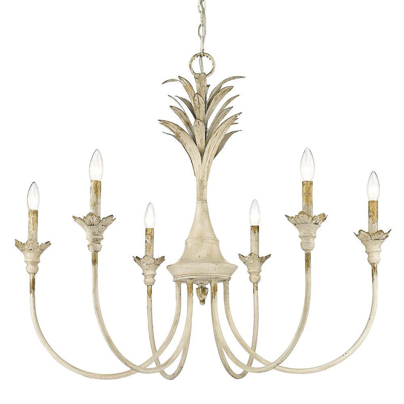 Golden 0846-6 AI Six Light Chandelier, Antique Ivory