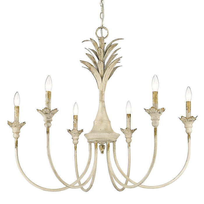 Golden 0846-6 AI Six Light Chandelier, Antique Ivory