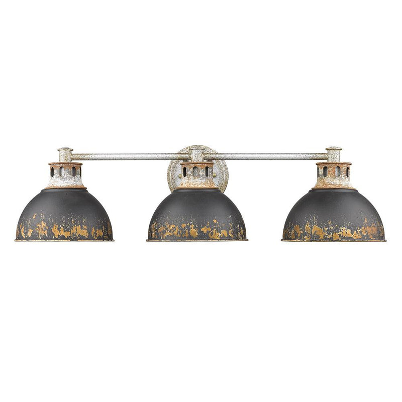 Golden 0865-BA3 AGV-ABI Three Light Bath Vanity, Aged Galvanized Steel