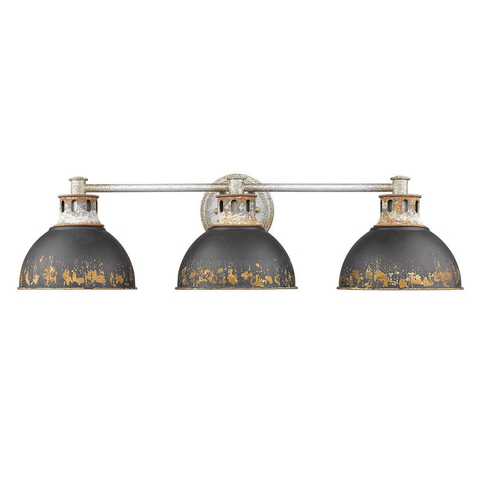 Golden 0865-BA3 AGV-ABI Three Light Bath Vanity, Aged Galvanized Steel