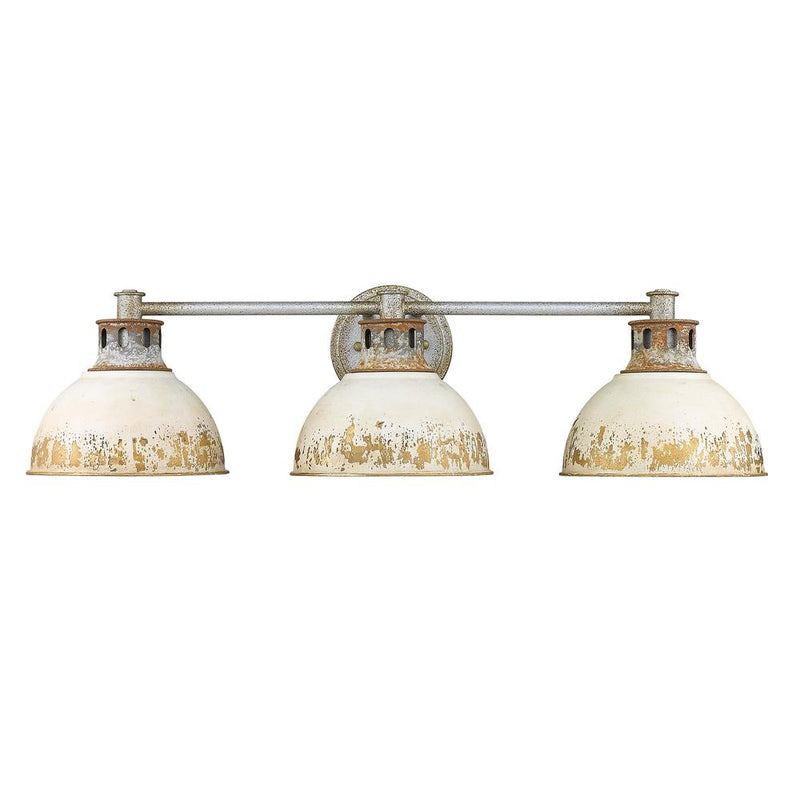 Golden 0865-BA3 AGV-AI Three Light Bath Vanity, Aged Galvanized Steel