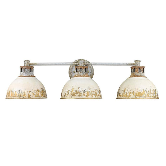 Golden 0865-BA3 AGV-AI Three Light Bath Vanity, Aged Galvanized Steel