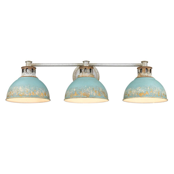 Golden 0865-BA3 AGV-TEAL Three Light Bath Vanity, Aged Galvanized Steel