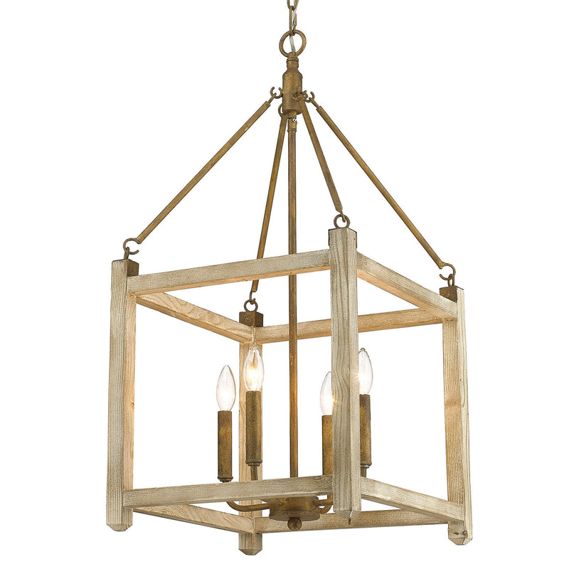 Golden 0886-4P BC Four Light Pendant, Burnished Chestnut