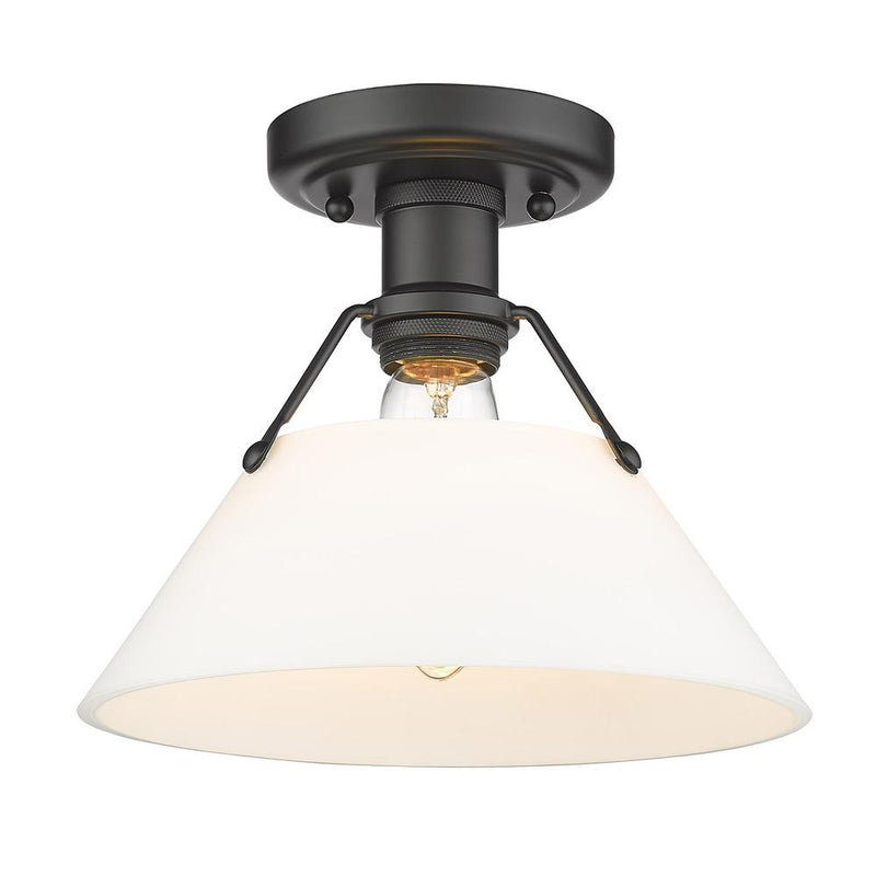 Golden 3306-FM BLK-OP One Light Flush Mount, Matte Black