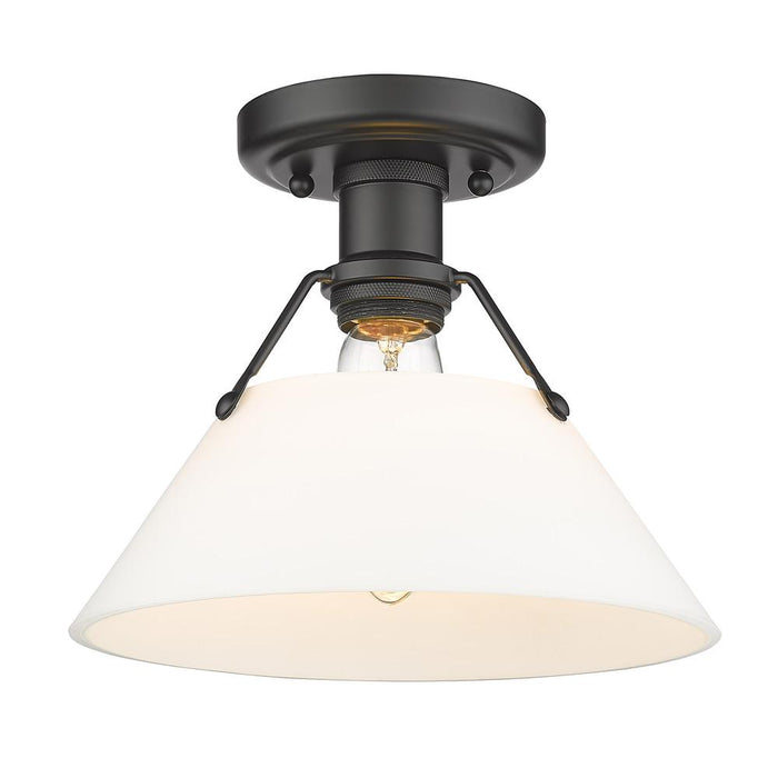 Golden 3306-FM BLK-OP One Light Flush Mount, Matte Black
