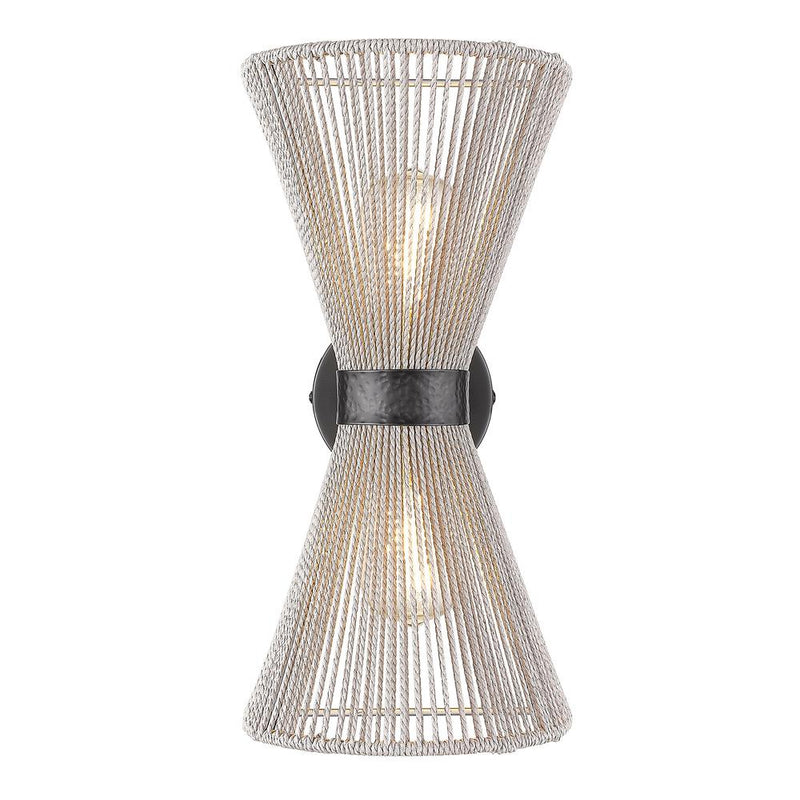 Golden 6938-2W BLK-BR Two Light Wall Sconce, Matte Black