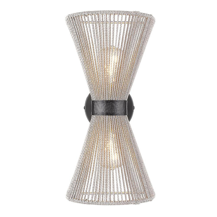 Golden 6938-2W BLK-BR Two Light Wall Sconce, Matte Black