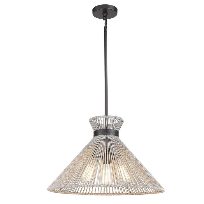 Golden 6938-3P BLK-BR Three Light Pendant, Matte Black