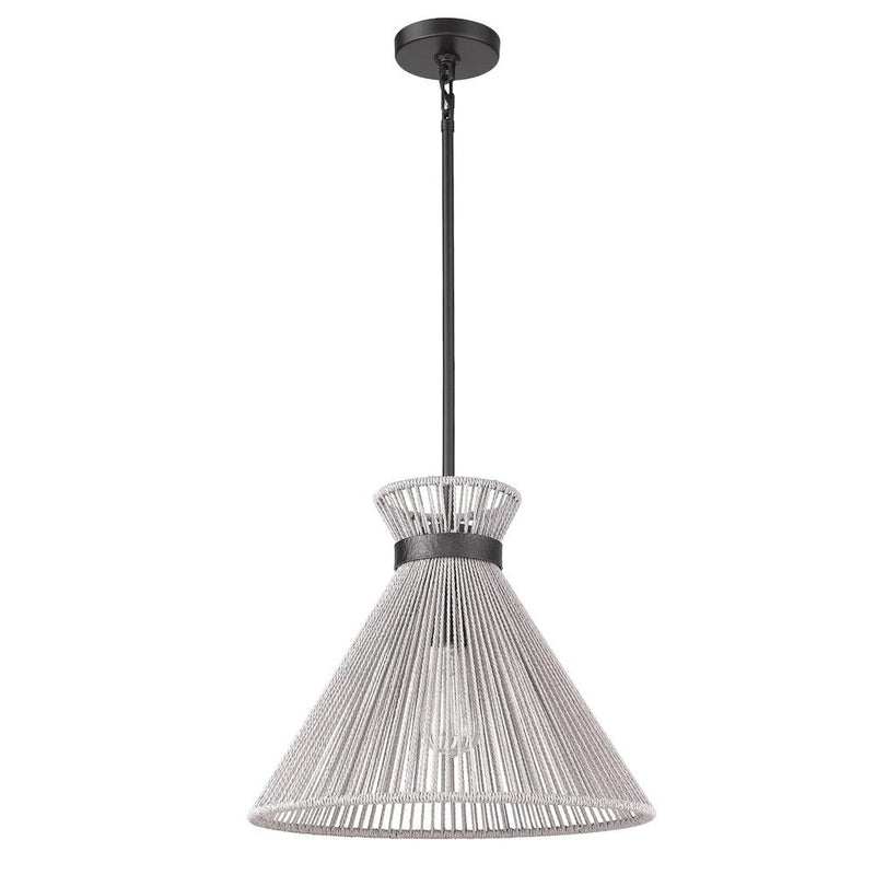 Golden 6938-M BLK-BR One Light Pendant, Matte Black