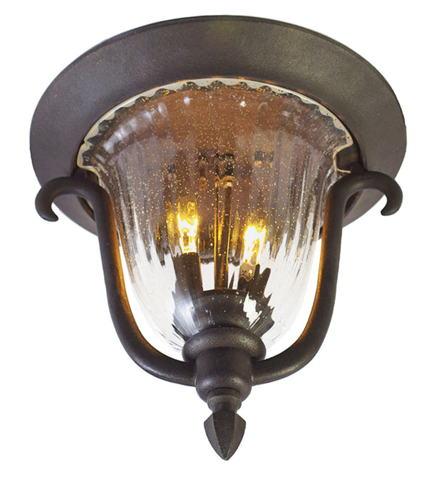 Kalco 9017MB Two Light Outdoor Flush Mount, Textured Matte Black