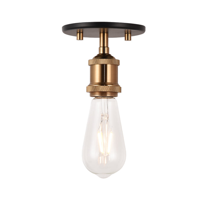 Matteo Lighting X46100AG One Light Flush Mount, Aged Gold Brass