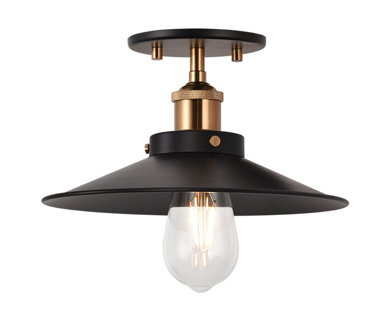 Matteo Lighting X46111AGBK One Light Flush Mount, Aged Gold Brass