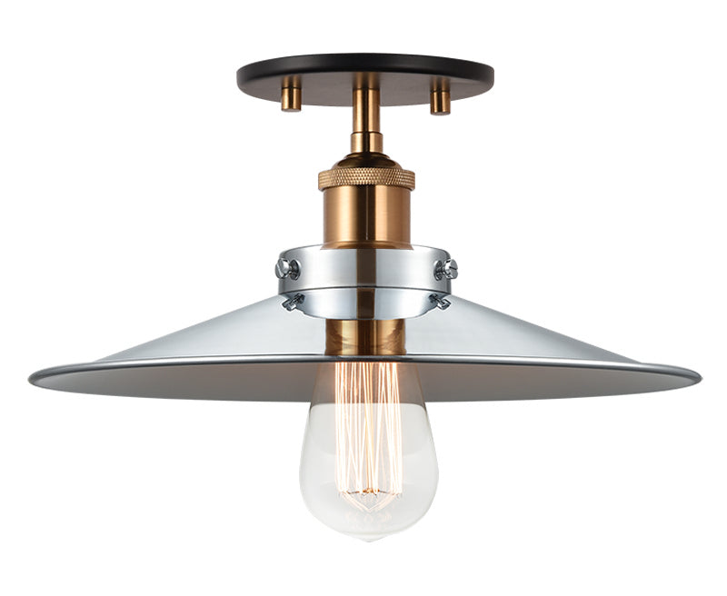 Matteo Lighting X46112AGCH One Light Flush Mount, Aged Gold Brass