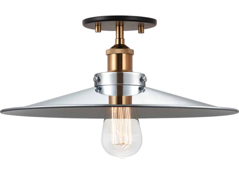 Matteo Lighting X46113AGCH One Light Flush Mount, Aged Gold Brass