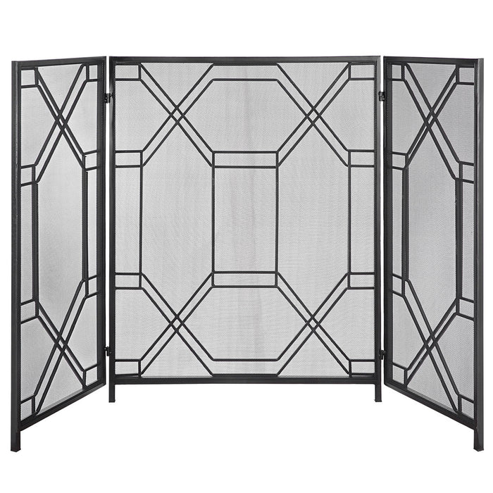 Uttermost 17982 Fireplace Screen, Satin Black