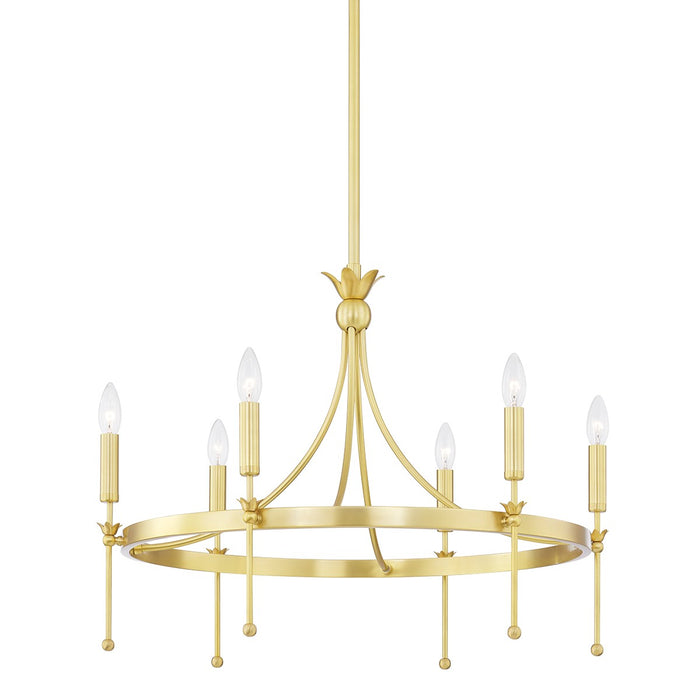 Hudson Valley 4327-AGB Six Light Chandelier, Aged Brass