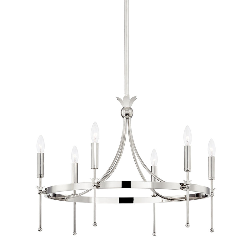 Hudson Valley 4327-PN Six Light Chandelier, Polished Nickel