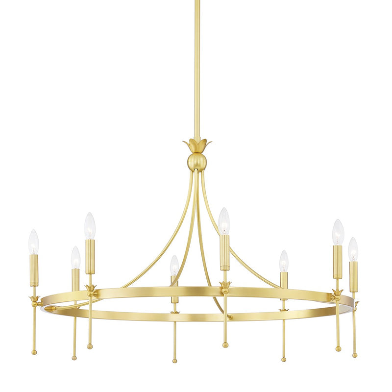 Hudson Valley 4338-AGB Eight Light Chandelier, Aged Brass