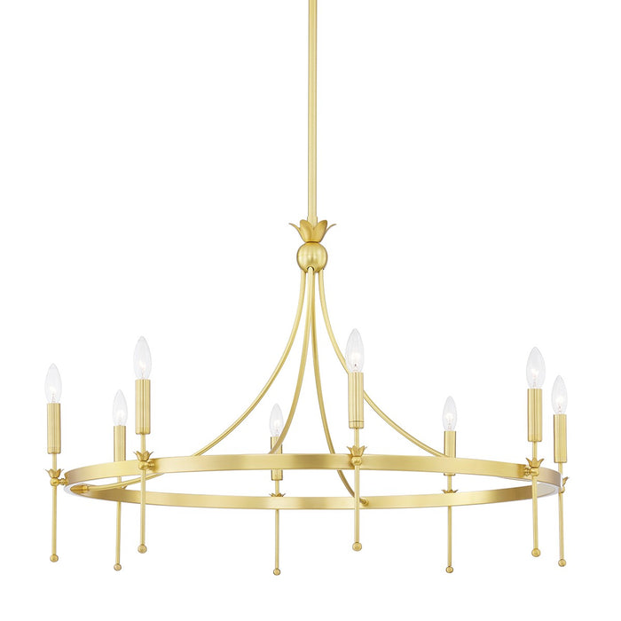 Hudson Valley 4338-AGB Eight Light Chandelier, Aged Brass