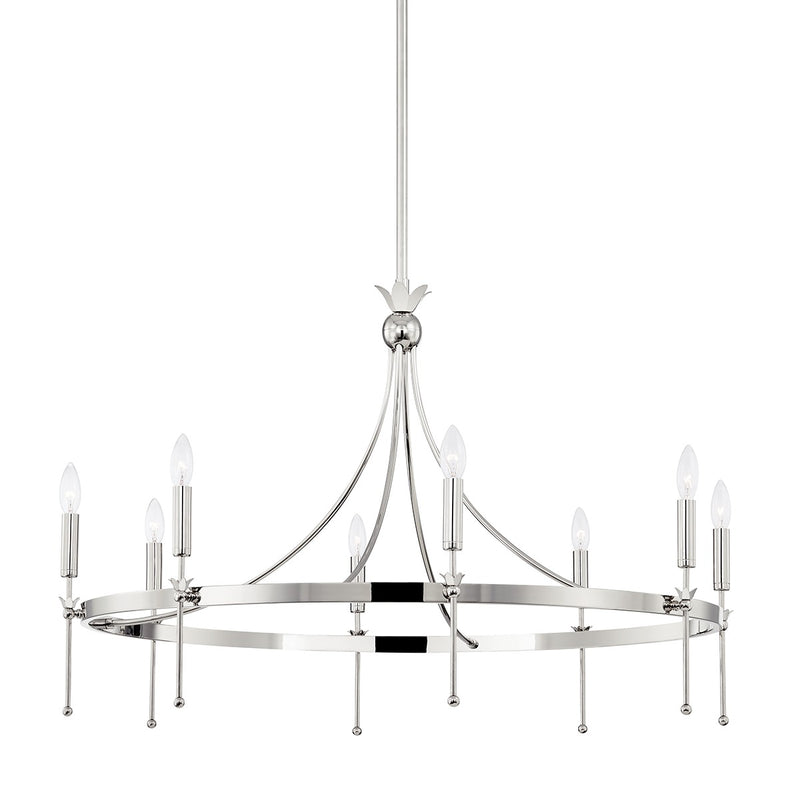 Hudson Valley 4338-PN Eight Light Chandelier, Polished Nickel