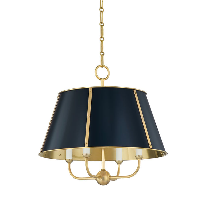 Hudson Valley MDS120-AGB/DBL Four Light Chandelier, Aged Brass/Darkest Blue