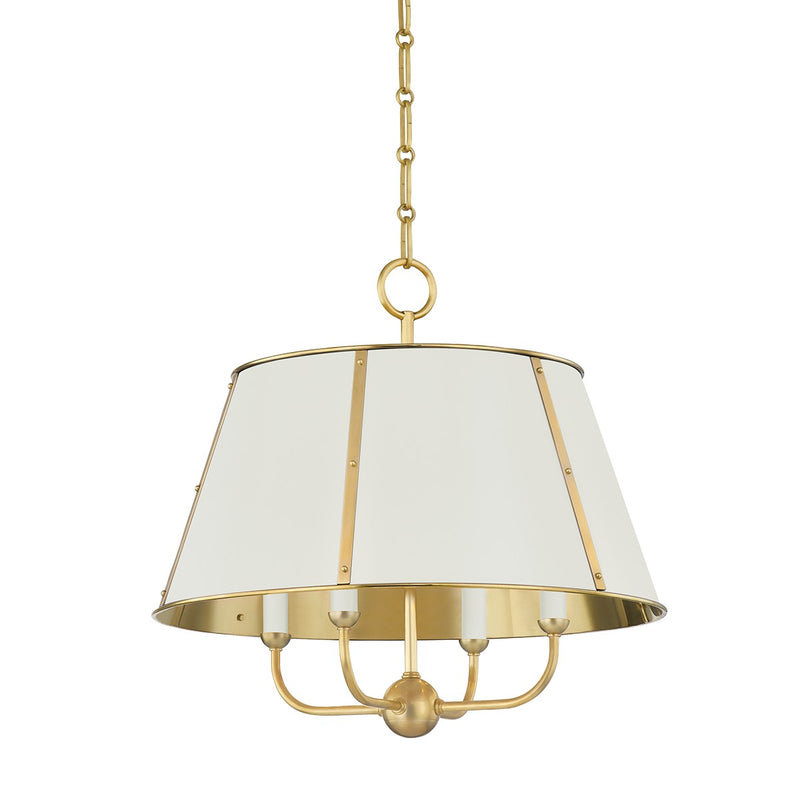 Hudson Valley MDS120-AGB/OW Four Light Chandelier, Aged Brass/Off White
