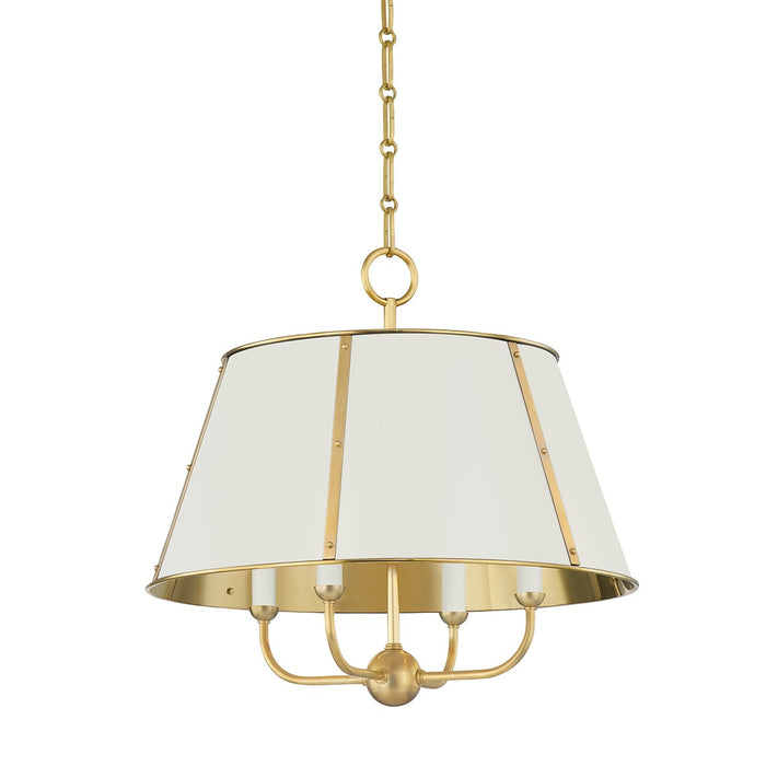 Hudson Valley MDS120-AGB/OW Four Light Chandelier, Aged Brass/Off White