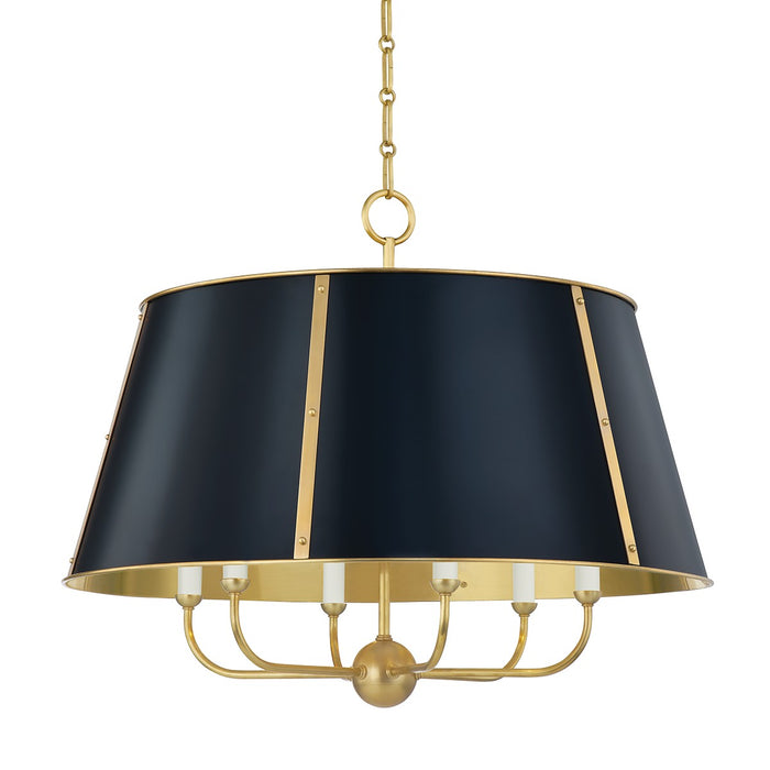 Hudson Valley MDS121-AGB/DBL Six Light Chandelier, Aged Brass/Darkest Blue
