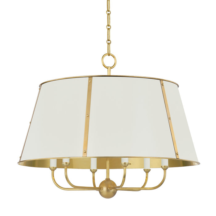 Hudson Valley MDS121-AGB/OW Six Light Chandelier, Aged Brass/Off White