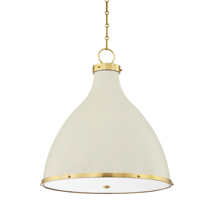 Hudson Valley MDS362-AGB/OW Three Light Pendant, Aged Brass/Off White