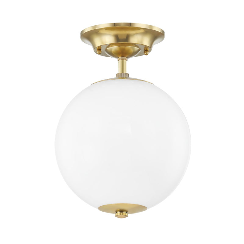 Hudson Valley MDS703-AGB One Light Semi Flush Mount, Aged Brass