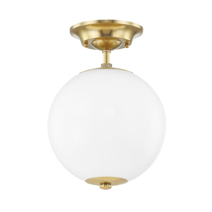 Hudson Valley MDS703-AGB One Light Semi Flush Mount, Aged Brass