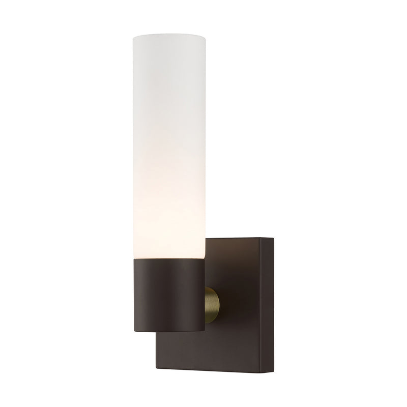 Livex Lighting 10101-07 One Light Wall Sconce, Bronze w/ Antique Brass