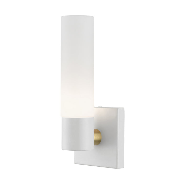 Livex Lighting 10101-13 One Light Wall Sconce, Textured White w/ Antique Brass