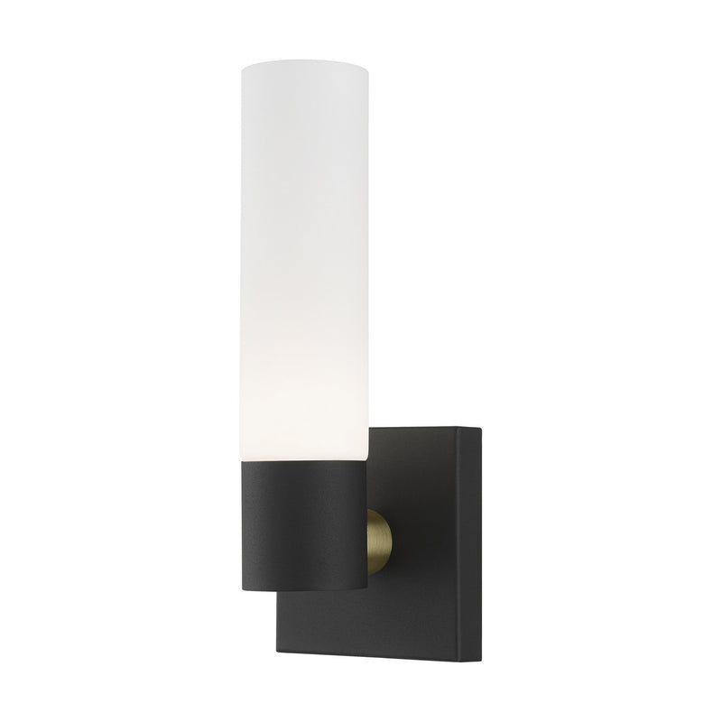 Livex Lighting 10101-14 One Light Wall Sconce, Textured Black w/ Antique Brass