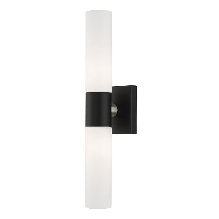 Livex Lighting 10102-04 Two Light Vanity, Black w/ Brushed Nickel