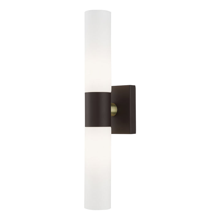 Livex Lighting 10102-07 Two Light Vanity, Bronze w/ Antique Brass
