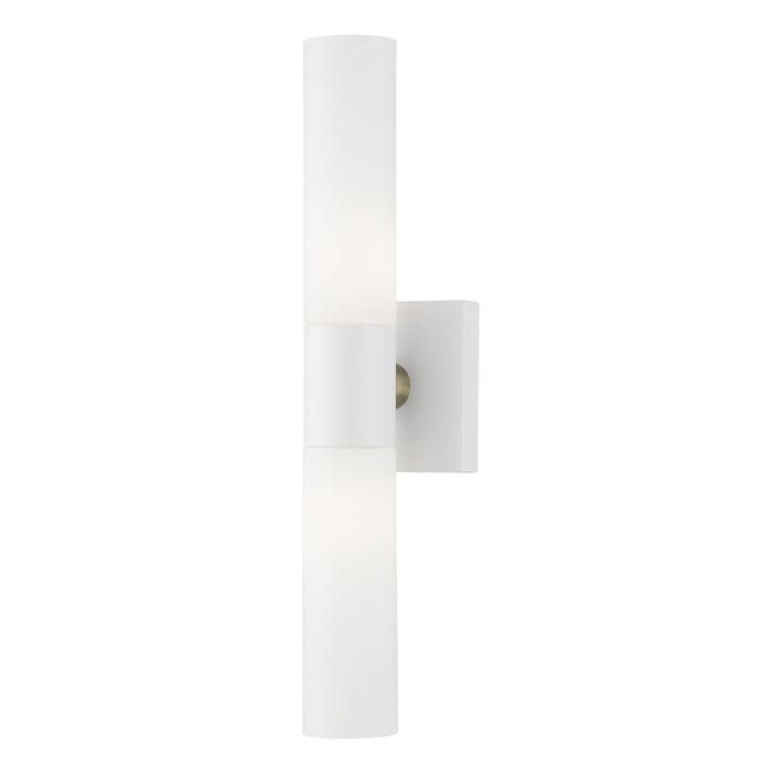 Livex Lighting 10102-13 Two Light Vanity, Textured White w/ Antique Brass