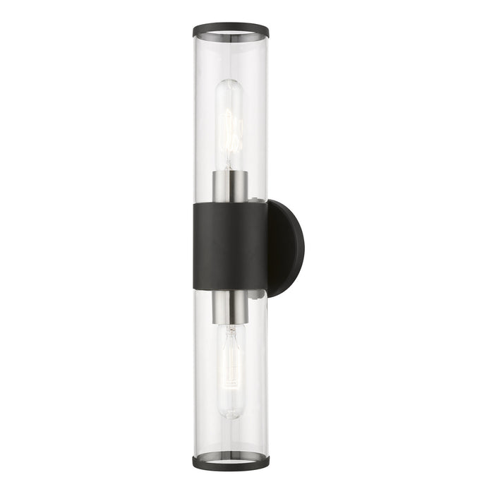 Livex Lighting 17282-04 Two Light Vanity, Black w/ Brushed Nickels