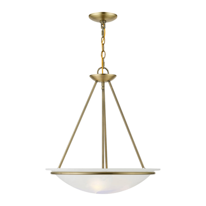 Livex Lighting 4826-01 Three Light Pendant, Antique Brass