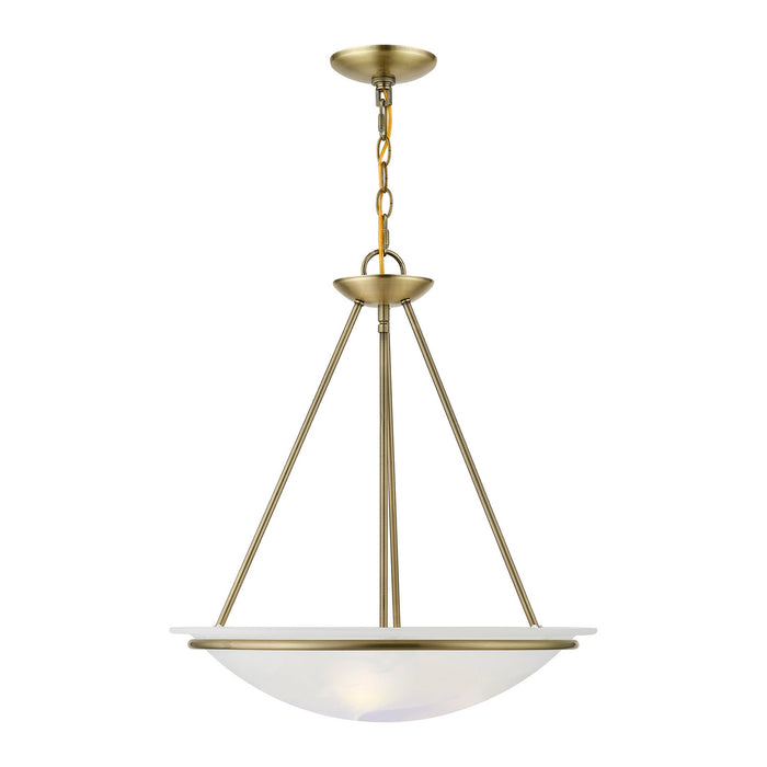 Livex Lighting 4826-01 Three Light Pendant, Antique Brass