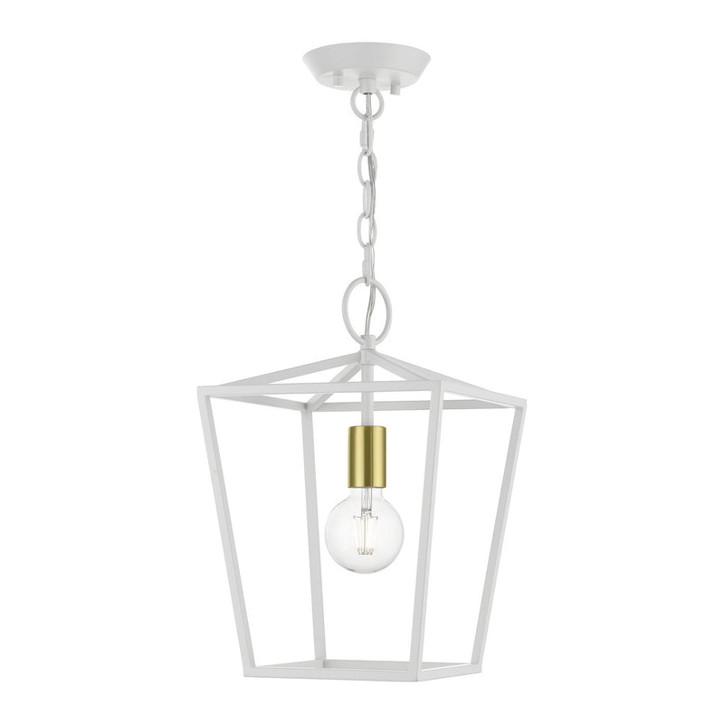 Livex Lighting 49432-03 One Light Lantern, White w/ Satin Brass