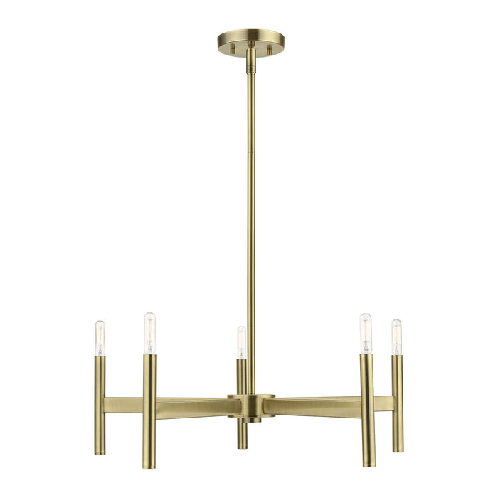 Livex Lighting 51175-01 Five Light Chandelier, Antique Brass