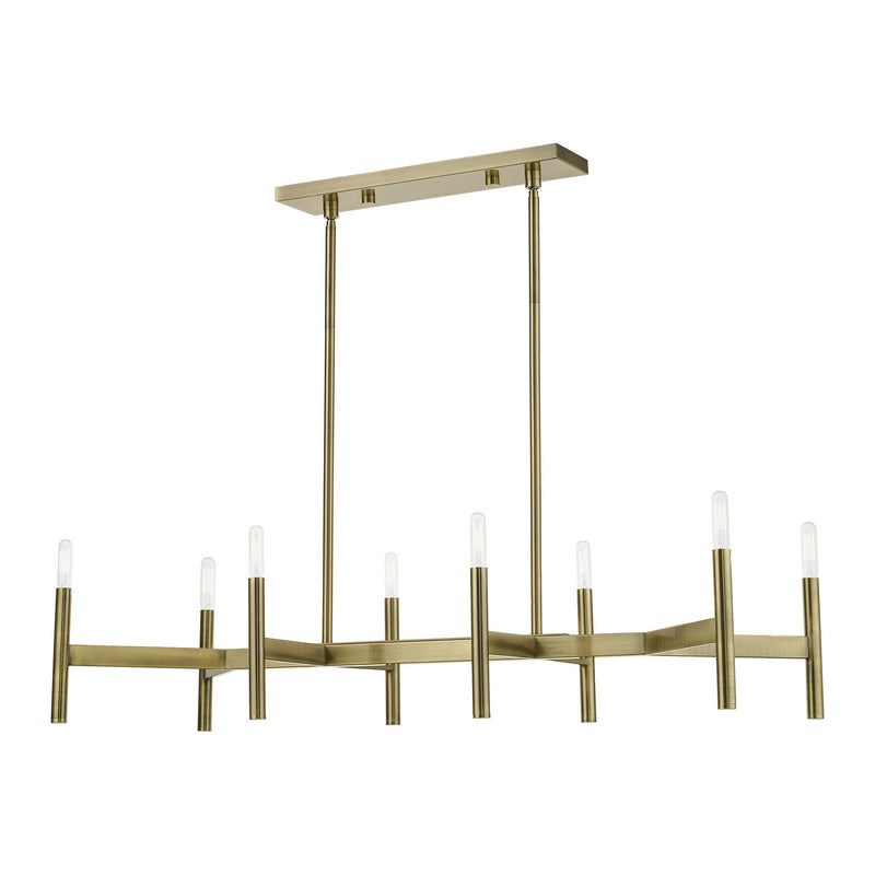 Livex Lighting 51178-01 Eight Light Linear Chandelier, Antique Brass