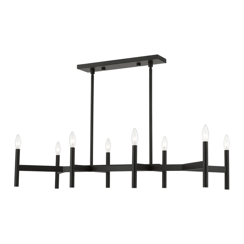 Livex Lighting 51178-04 Eight Light Linear Chandelier, Black