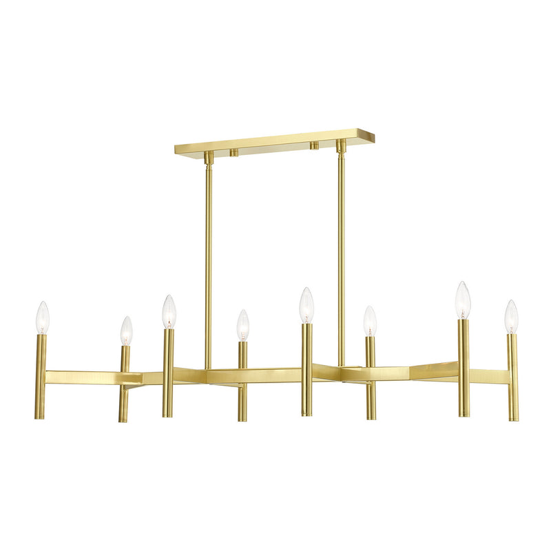 Livex Lighting 51178-12 Eight Light Linear Chandelier, Satin Brass