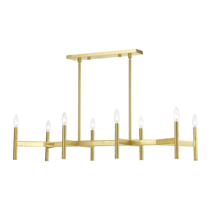 Livex Lighting 51178-12 Eight Light Linear Chandelier, Satin Brass