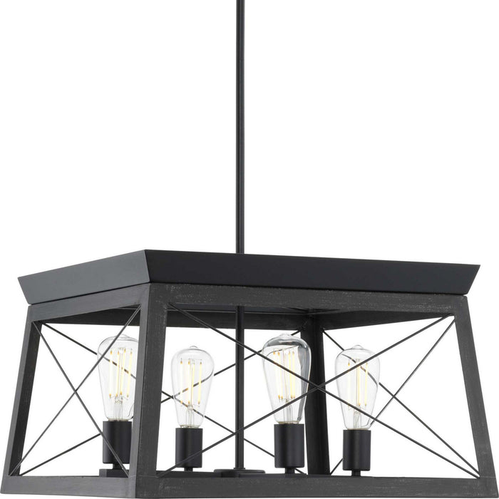 Progress Lighting P400047-031 Four Light Chandelier, Textured Black