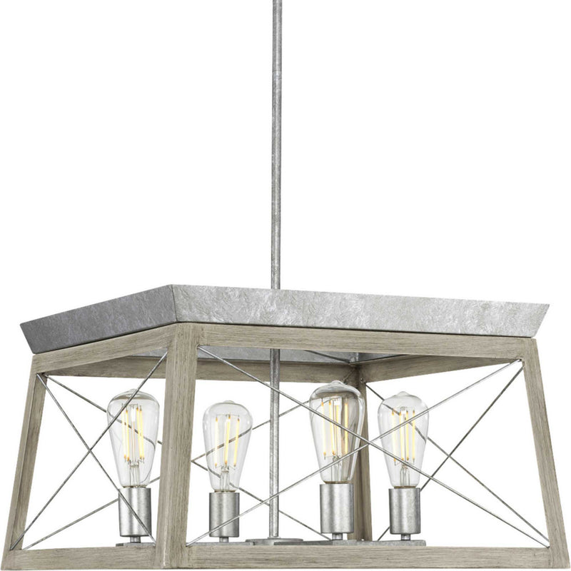 Progress Lighting P400047-141 Four Light Chandelier, Galvanized Finish